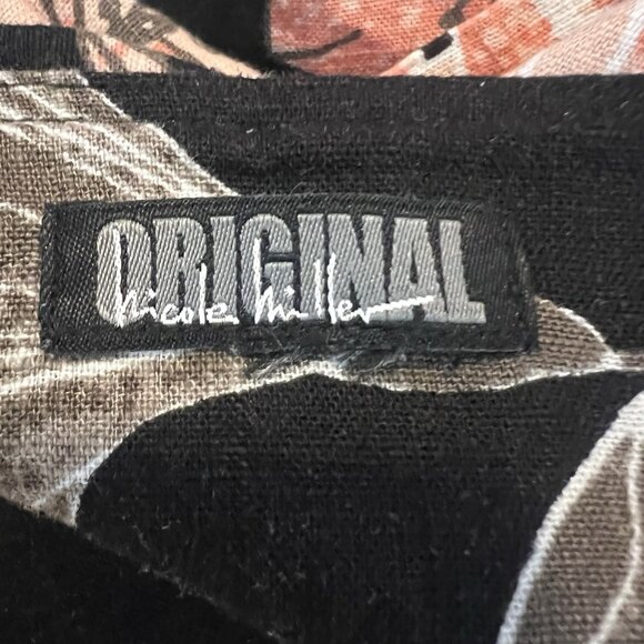 Nicole Miller Original Shift Dress Linen Blend Medium Size Floral V Neck - Picture 5 of 12